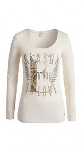 Baumwoll-Longsleeve mit U-Ausschnitt