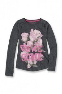 Baumwoll-Mix Jersey-Shirt mit Glitter-Pr