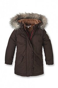 Baumwoll Parka mit Kunstpelz Besatz