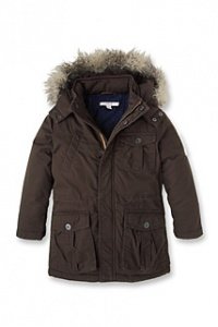 Baumwoll Parka mit Kunstpelz Besatz,