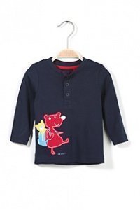 Baumwoll Rib Langarm-Henley