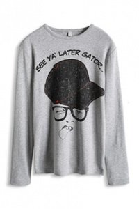 Baumwoll Rib T-Shirt mit Statement-Print