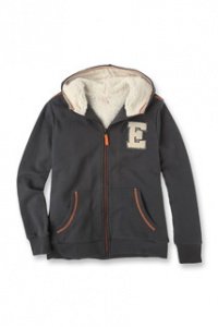 Baumwoll Sweat Hoodie m. Webpelz-Futter