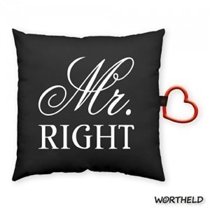 Baumwollkissen "Mr. RIGHT". Mit Motivdru