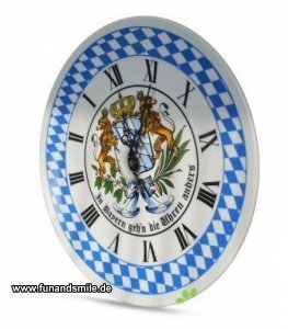 Bayernuhr rückwärtslaufend mit Weißwurst