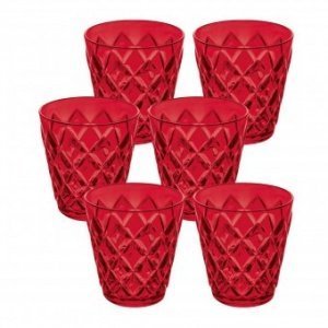 Becher Crystal S 6er Set transparent rot