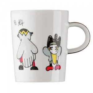 Becher  "DENKE QUER"- orange SCHÖPFERISC