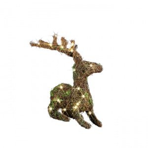 Beleuchtetes Reisig-Rentier, liegend, H 