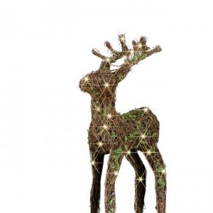 Beleuchtetes Reisig-Rentier, stehend, H 