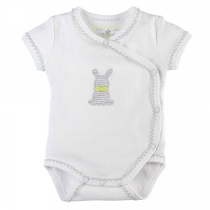 bestickter Body kurzarm weiß