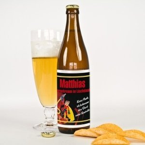 Bieraufkleber *Feuerwehrmann* mit Namens