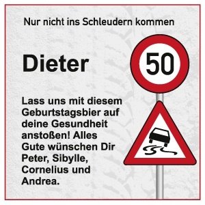 Bieraufkleber zum Geburtstag mit Verkehr