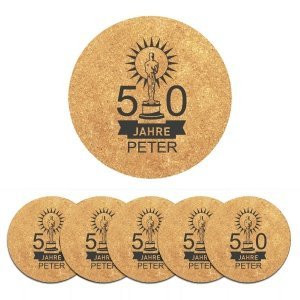 Bierdeckel aus Kork mit Gravur - 6er Set