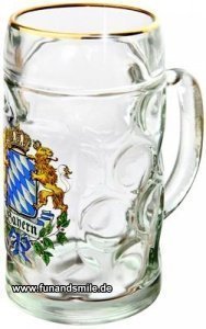 Bierglas Helles mit Bayernwappen und Gol