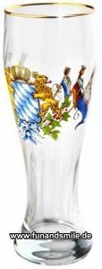 Bierglas Weizen mit Bayernwappen und Gol