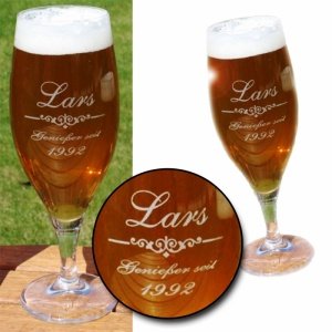 Bierglas mit Gravur