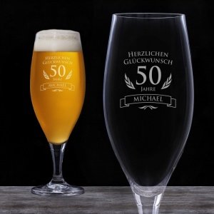 Bierglas zum 50. Geburtstag
