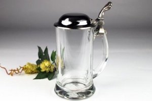 Bierkrug mit Zinndeckel 0,25 l