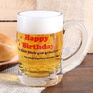 Bierseidel aus Glas Happy Birthday