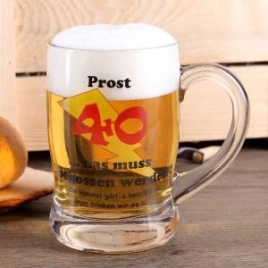 Bierseidel aus Glas zum 40.Geburtstag