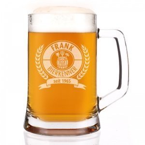 Bierseidel mit Gravur *Bierkenner*