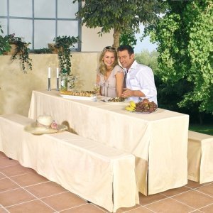 Biertischhussen, creme, für Tischbreite 