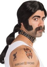 Biker Perücke Rocker mit Pferdeschwanz s