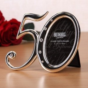 Bilderrahmen *50* in Silber mit Strass