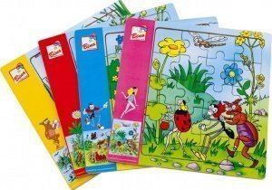 Bino 4 Puzzle Box mit Ferdy-Motiven Holz