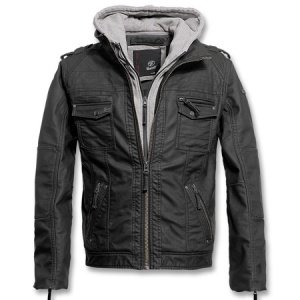 Black Rock Hooded Leather Jacke grau
