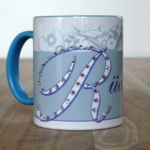 Blaue Namenstasse mit Swarovskikristalle