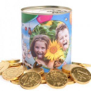 Blechdose mit Foto - Schokolade Münzen