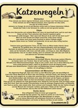 Blechschild - Katzenregeln