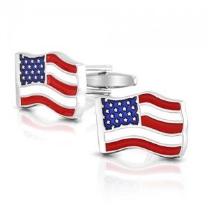 Bling Bling Edelstahl Verchromt winkte USA Vereinigte Staaten American Flag Manschettenknöpfe