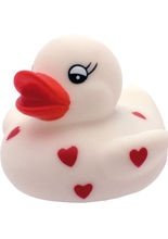 Blinkende Badeente mit Herzen, weiß