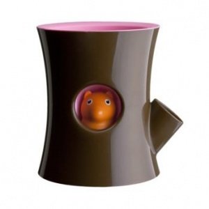 Blumentopf Log und Squirrel braun-pink v