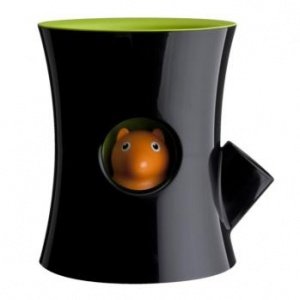 Blumentopf Log und Squirrel schwarz-grün