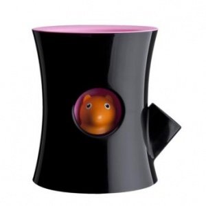 Blumentopf Log und Squirrel schwarz-pink
