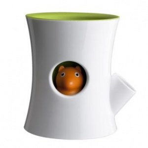 Blumentopf Log und Squirrel weiß-grün vo