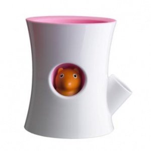Blumentopf Log und Squirrel weiß-pink vo