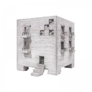 Blumentopf im Wohnblock-Look 