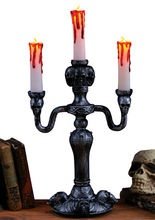 Blutender LED Kerzenständer Halloween Deko schwarz-weiss