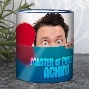 blauer Kaffeepott für Tischtennis -