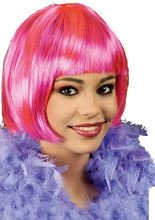 Bob-Perücke mit Pony Strähnen pink-lila