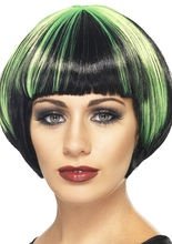 Bob-Perücke mit Pony schwarz-grün