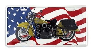Boosterplate mit USA Flagge und Motorrad
