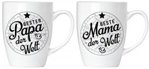 BRUBAKER "Beste Mama Bester Papa der Welt" Tassen aus Keramik