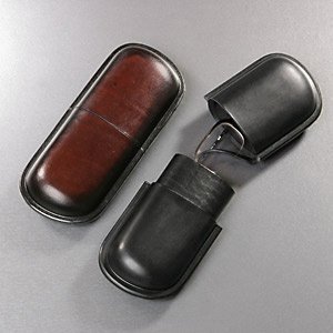 Brillen-Etui aus Leder Schwarz