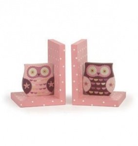 Buchstützen Bookends Eule rosa