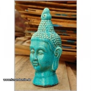 Buddha Kopf - Ton, türkis glasiert
